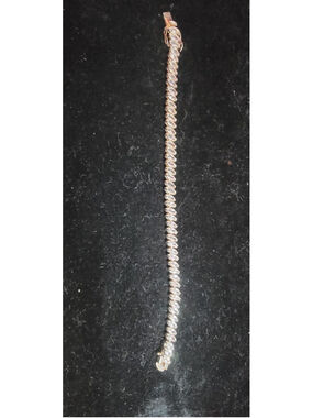 925 Sterling Silver Marquise CZ Tennis Bracelet 7.25" Thailand 46